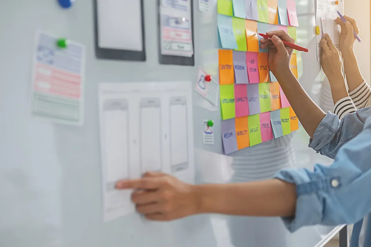 Web designer brainstorming a strategy plan