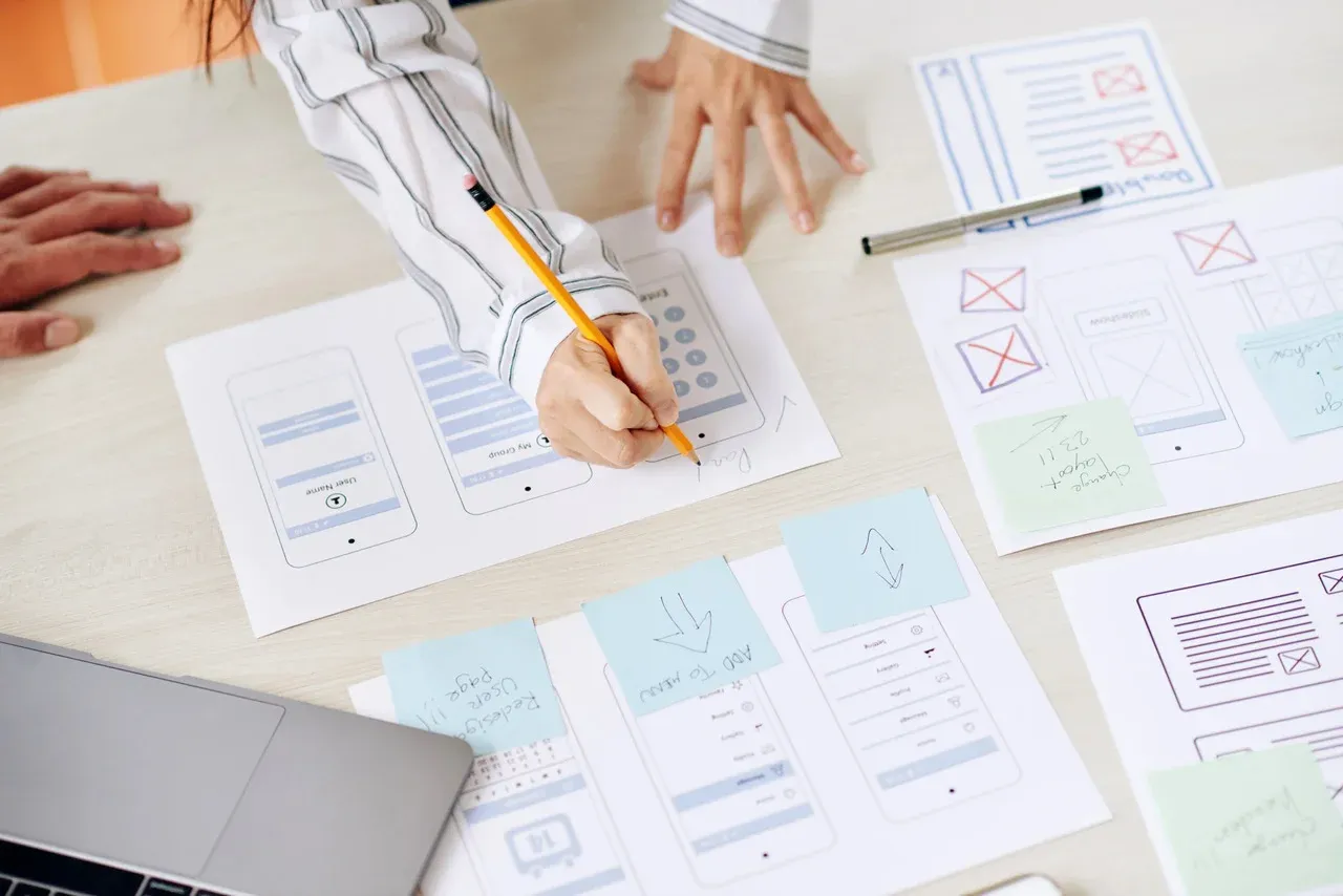 Woman designing a modern app interface