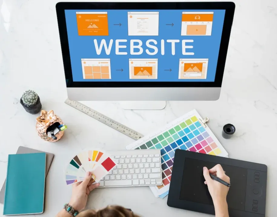 Website redesign sketches and layout mockups