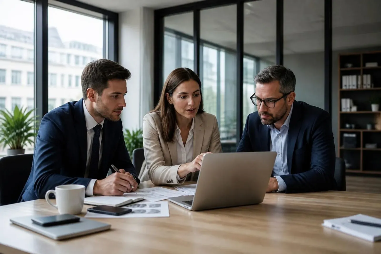 UK business team reviewing website content on a laptop.